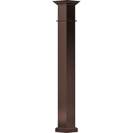 Ekena Millwork 9" x 8' Endura-Aluminum Wellington Style Column, Square Shaft For Post Wrap Installation Non-Tapered EA0908INPSBWEWE